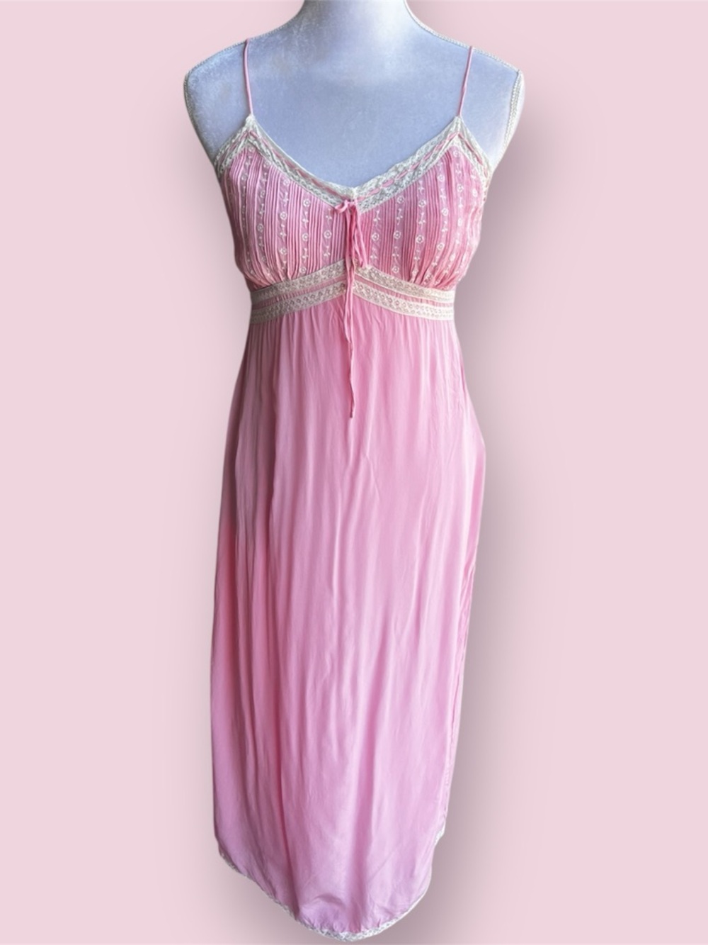J.Crew Pintuck lace-trim slip dress in crepe de chine women’s size 2 maxi